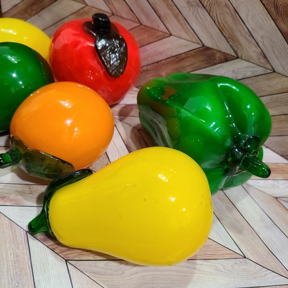 Murano Style Fruit Blown Art Glass Decor - Picture 3 of 16